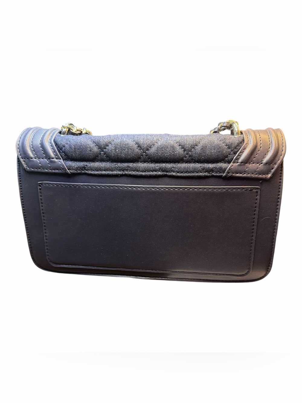 Badgley Mischka Denim Diamond Quilted Crossbody / Pearls on Strap NWT MSRP $159 - Picture 3 of 6